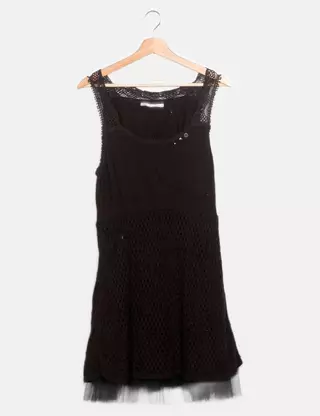 Robe En Lainage Noir DDP - Longueur Midi - Neuf Avec étiquettes - Style élégant Femme