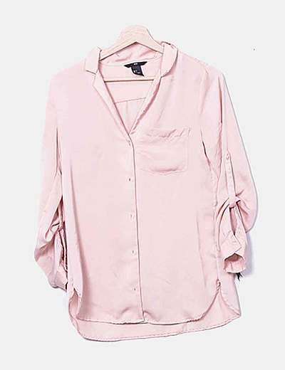 Camisa satinada rosa Clearance