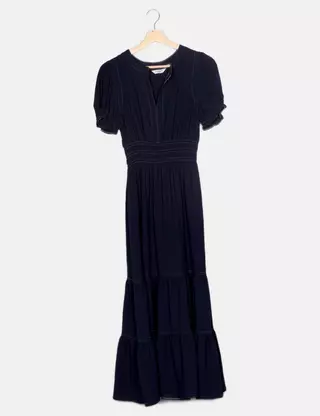 Jupe Maxi Longue Femme Max Studio – Rayures Bleu Marine Et Blanc – Taille M