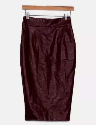 Jupe Crayon Midi River Island – Taille 10, Simili Cuir Noir, Motif Serpent, Fente