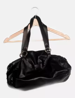 Sac à Main Vintage En Cuir Noir Lamarthe - Fabriqué En France - Occasion