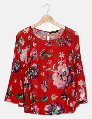 Blusa almagores ropa Camisa Alma - Manga Volumen - Rojo - com co