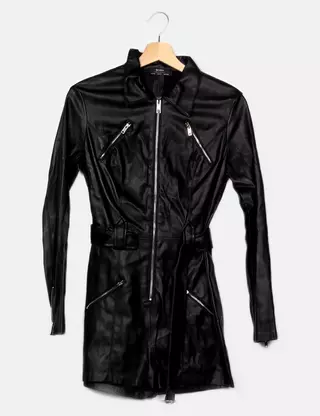 Salopette Combinaison En Cuir BERSHKA Taille M Noire - Occasion Très Bon état