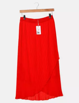 Jupe NAF NAF En Jean Rouge à Plis Taille 38 (M) - Très Jolie Et De Belle Qualité