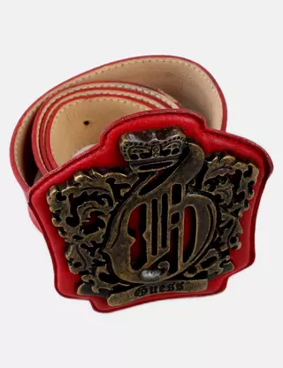 Ceinture Guess Pour Femme - Rouge Et Argentée, Taille L, Occasion