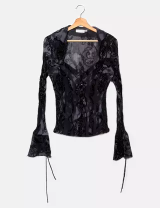 Chemisier Blanc Nature Noir Floral Brodé - Taille 38 Neuf Sans étiquettes
