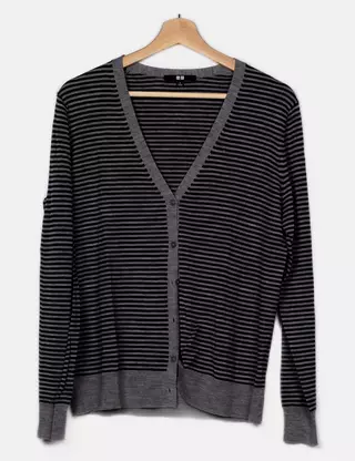 UNI QLO Cardigan Dames Veste T EU 38 bleu style décontracté