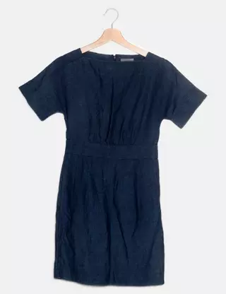 COS Robe Chemisier Bleu Géométrique Midi Femme (EU 36