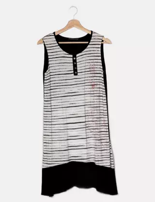 Robe LMV (La Mode Est à Vous) - Taille 36, Noir à Fleurs, Polyester, Occasion TBE