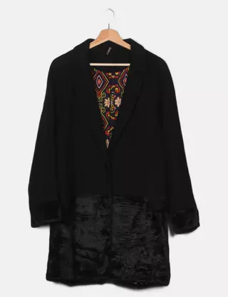 Naf Naf Clim Giacca In Pelle Donna, Nero, Taglio Moto, Chiusura Zip, 100% Pelle