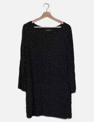 Robe courte coupe droite à manches courtes et imprimé ethnique chic Océanne