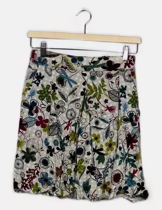 Jupe Mamatayoé Taille 38 Beige Et Rouge - Style Rock Plissé - Taille Maternité Élastiquée