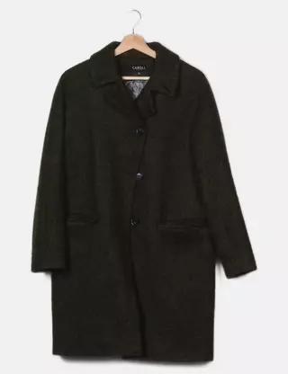 Manteau Long Femme Caroll - Taille 38 - Gris Laine - Occasion Bon état