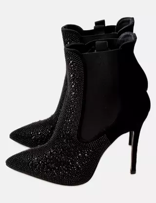 Bottes Cheville PINKO Noir Daim à Talon Haut - Taille 40 Occasion Bon état