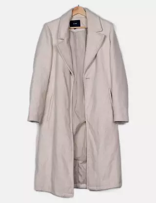 Veste Longue Grise Kiabi - Taille 34/36, Occasion Très Bon état, Boutonnée