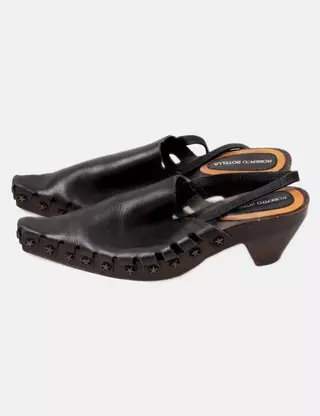 Sandales à Talons Roberto Botella Motif Peau De Serpent Doré - Taille 7 (39 EU), Cuir, Bout Ouvert, Occasion