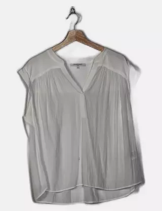 Blouse En Soie Gérard Darel - Taille 36, Grise, Manches Courtes - Occasion Très Bon état