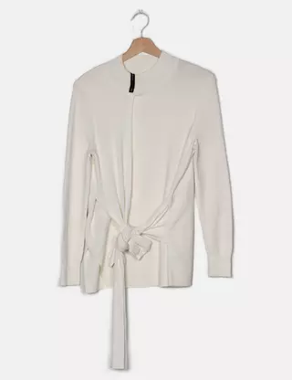 Pull Karen Millen Coton Et Dentelle Blanc - Taille 42, Manches 3/4, Neuf Sans étiquettes