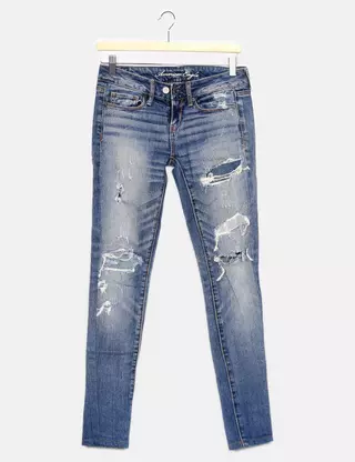 Jean Blanc Femme American Eagle Taille 6 - Style Jeggings - Délavé Léger - Occasion Très Bon état