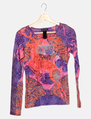 Pull Fantaisie Custo Barcelona - Taille 4, 100% Lin, Couleurs Rose/orange/doré - Style Kimono - Neuf Avec étiquettes