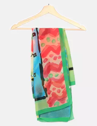 Foulard Vintage PIER OLIVIER En Soie 100% - Dimensions 86 X 89 Cm, Couleur Rose, Occasion