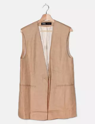 Gilet Long Sans Manches Zara Taille M - Occasion Très Bon état, Style Décontracté