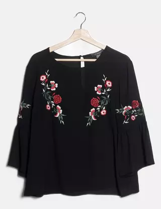 Chemisier/débardeur Femme Transparent à Fleurs Primark - Taille 16, Beige, Manches Courtes, Occasion Très Bon état