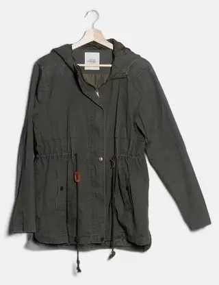 Parka Femme Tiffosi Caroline, 100% Coton, Couleur Kaki, Capuche Amovible - Neuf Avec étiquettes !