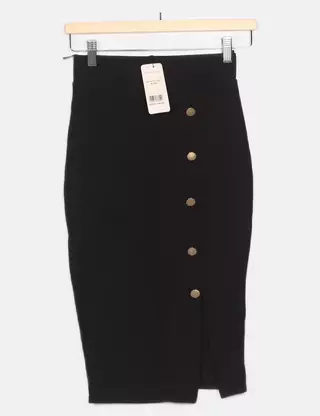 Jupe Crayon Métallisée Jane Norman – Femme Taille S, Argent, Taille Haute, Fermeture éclair