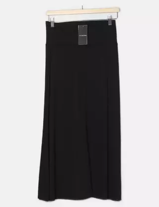 Jupe Midi Noire Marks And Spencer, Taille 12, Ligne A, Tweed à Chevrons - Occasion Parfait état