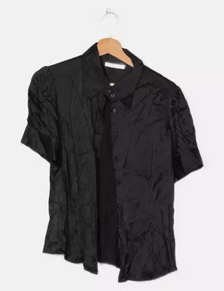Chemisier Material Girl – Noir, Taille S, Asymétrique, Motif Lèvres Madonna