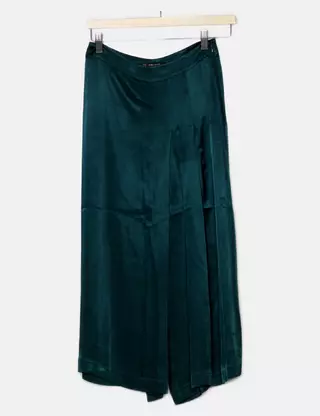 Jupe Longue Zara Verte – Taille XS, Polyester, Taille élastique, Maxi, Femme