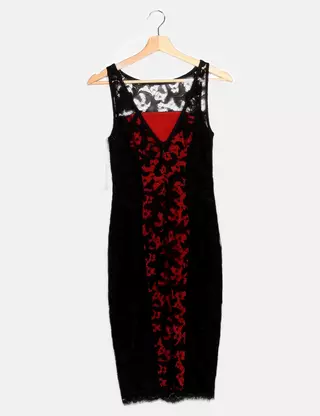 open lace back dress Nellie Maxi Dress Black/Red Floral