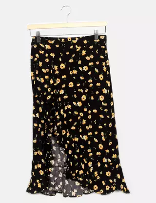 Maxi Jupe Bershka – Ivoire – Taille S – Polyester – Avec Fente Latérale