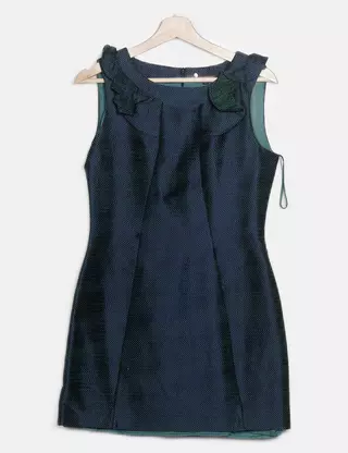 adolfo dominguez blue dress 1960s A-Line Mod Blue Vintage Mini Dress
