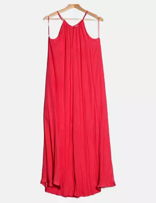 fitted lace wedding dress Ruffle Maxi Dress in Red | Hand-Dyed Cotton Maxi Dress main image 1