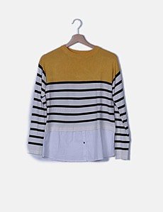 Pull/chemise EXQUISS'S Bleu Marine Avec Perles Blanches - Taille S/M, Neuf Sans étiquette