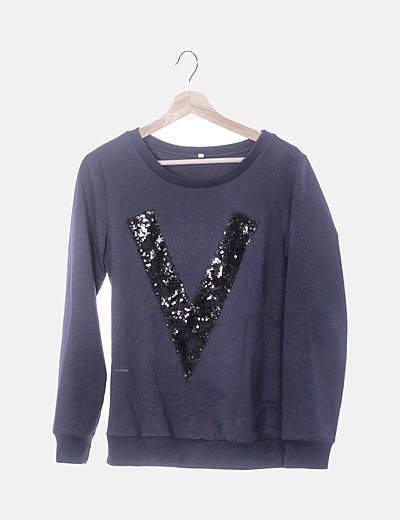 Sudadera azul marina paillettes