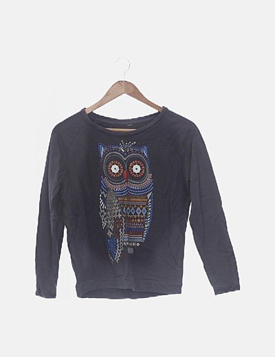 Sudadera gris pint búho étnico