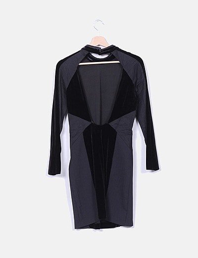 Zara Vestido negro combinado con terciopelo escote en Zara Chaqueta étnica terciopelo negro (descuento 46 %) Micolet