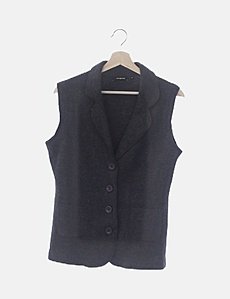 Veste Blazer Chic Fabiani Noir Gris Avec Boucle - Taille 42, Occasion Très Bon état