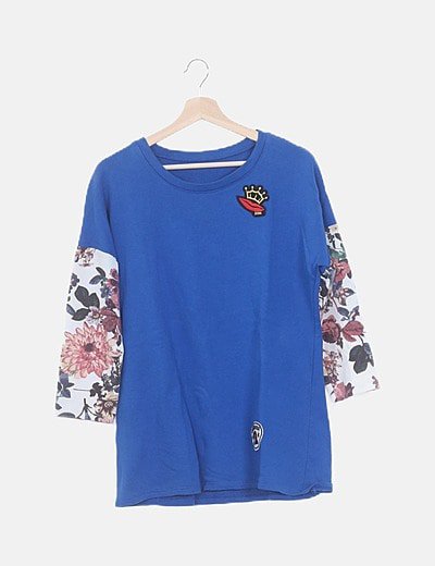 Sudadera azul floral