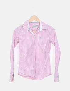 Chemise Femme Jack Wills – Taille UK 8 – Couleur Rose Et Bleue – Manches Longues En Coton – Occasion Très Bon état