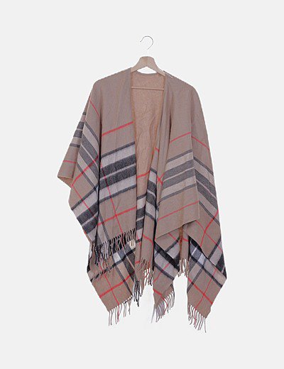 Poncho marrón multicolor