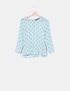 Compra ropa de mujer de segunda mano online en Zara Blusa verde mint print perros semi transparente