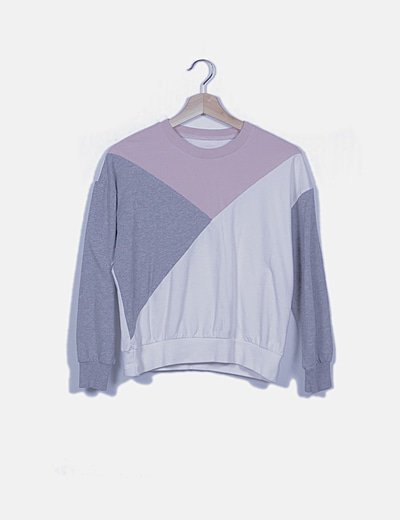 Sudadera blanca combinada ribetes elásticos