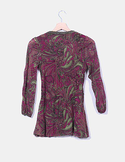 Zara Blusón estampado cachemira morado y verde (descuento 80 Zara Camisa estampado cachemira (descuento 80 %) Micolet