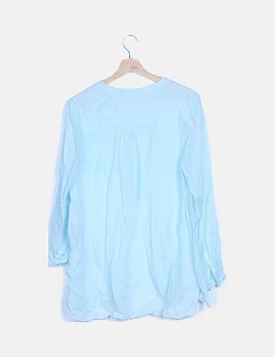 Zara Camisa fluida azul turquesa (descuento 84 %) Micolet Zara Camiseta azul marina cuello de abalorios (descuento 84