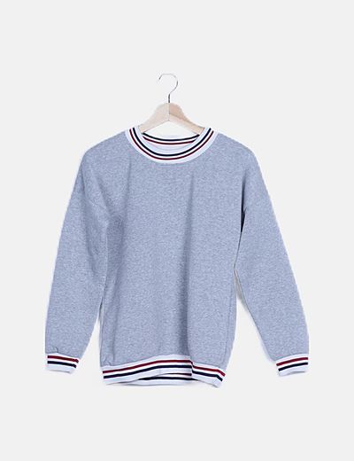 Sudadera gris ribettes de color