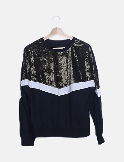Sudadera combinada negra